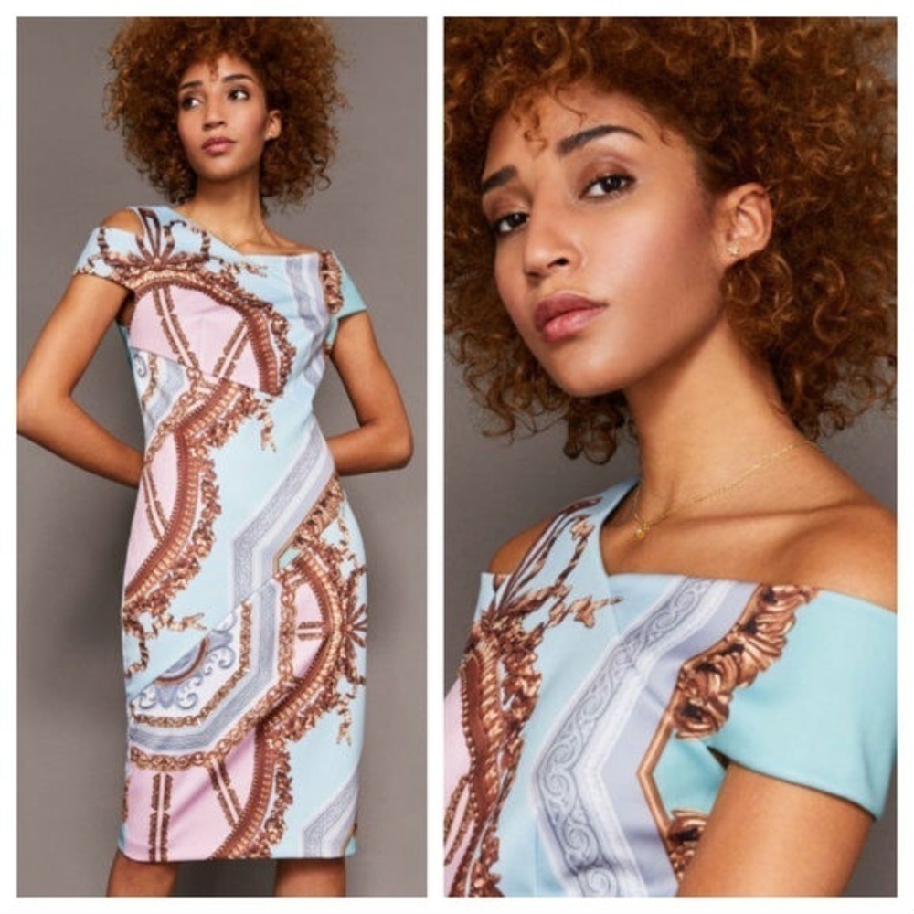 💕TED BAKER💕 Print Sheath Bodycon Midi Dress NWT - Picture 3 of 8
